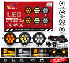 💡 FEUX AUXILIAIRES LED MOTO MOKY PRO WR131 – BLANC / JAUNE + FLASH