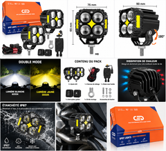 PHARE LED MOTO 4 LED – SPOT LIGHT