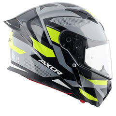Casque Intégral AXOR – Gris / Noir / Jaune Fluo