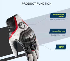 Gants Moto Sport – Noir / Blanc / Rouge avec Protection Carbone
