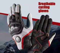 Gants Moto Sport – Noir / Blanc / Rouge avec Protection Carbone